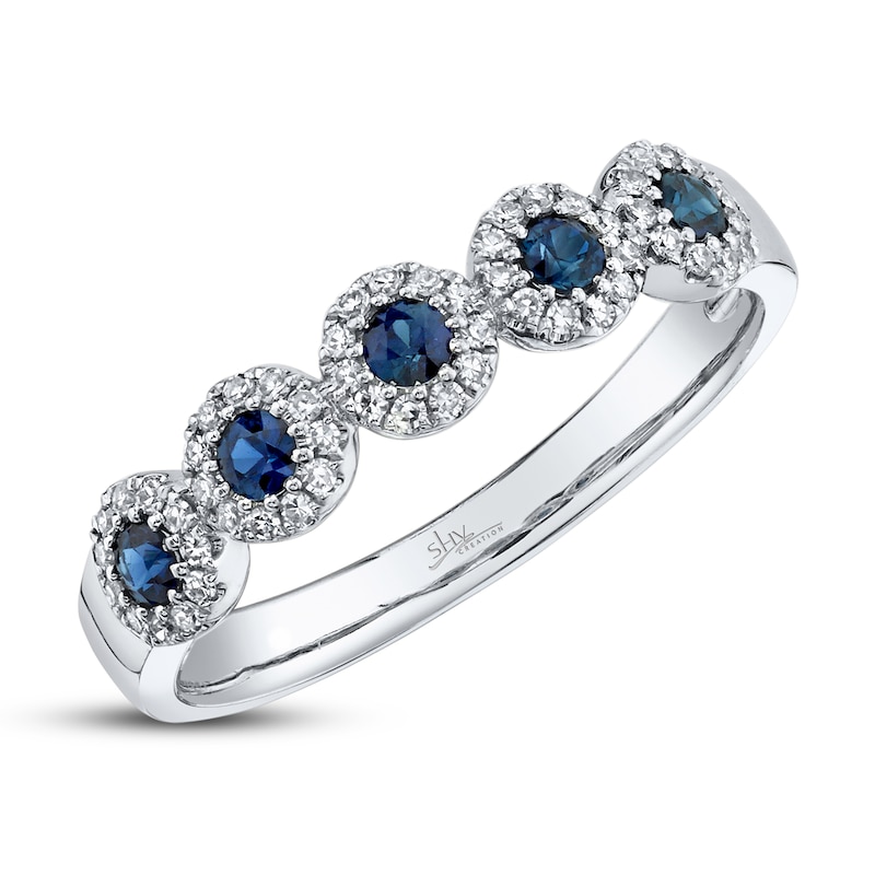 Shy Creation Sapphire Ring 1/8 ct tw Diamonds 14K White Gold SC55003012 ...