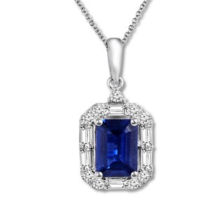Natural Sapphire Necklace 1/4 ct tw Diamonds 14K White Gold | Jared