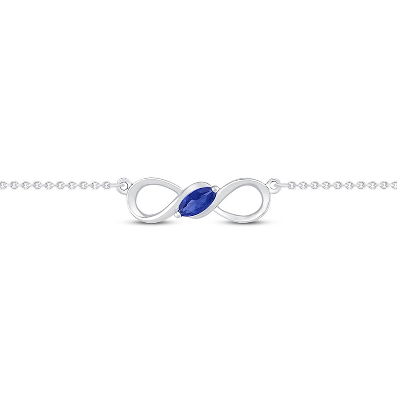 Lab-Created Sapphire Infinity Anklet Sterling Silver