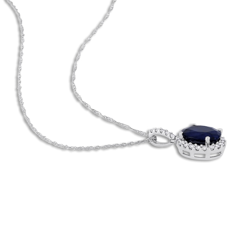 Main Image 2 of Sapphire Necklace 1/4 ct tw Diamonds 14K White Gold