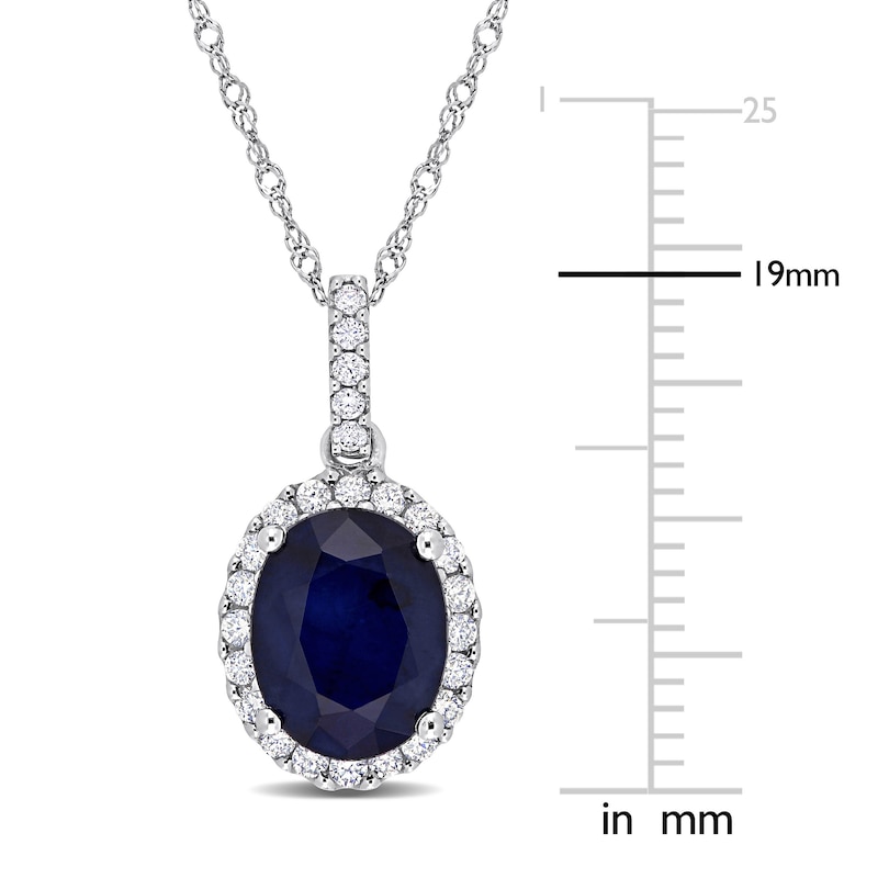 Main Image 3 of Sapphire Necklace 1/4 ct tw Diamonds 14K White Gold