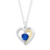 Thumbnail Image 1 of Heart Necklace Lab-Created Sapphire Sterling Silver/10K Yellow Gold