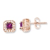 Thumbnail Image 1 of Natural Pink Sapphire Earrings 1/10 ct tw Diamonds 10K Rose Gold