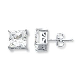 Classic Stud Earrings Lab-Created Sapphires Sterling Silver