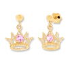 Thumbnail Image 2 of Children's Crown Earrings Lab-Created Sapphires 14K Yellow Gold