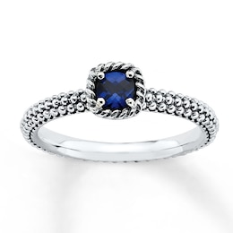 Stackable Ring Lab-Created Sapphire Sterling Silver