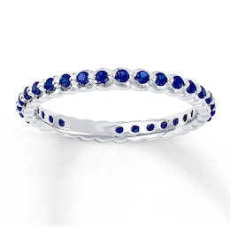 Stackable Ring Lab-Created Sapphires Sterling Silver