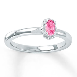 Stackable Ring Pink Lab-Created Sapphire Sterling Silver