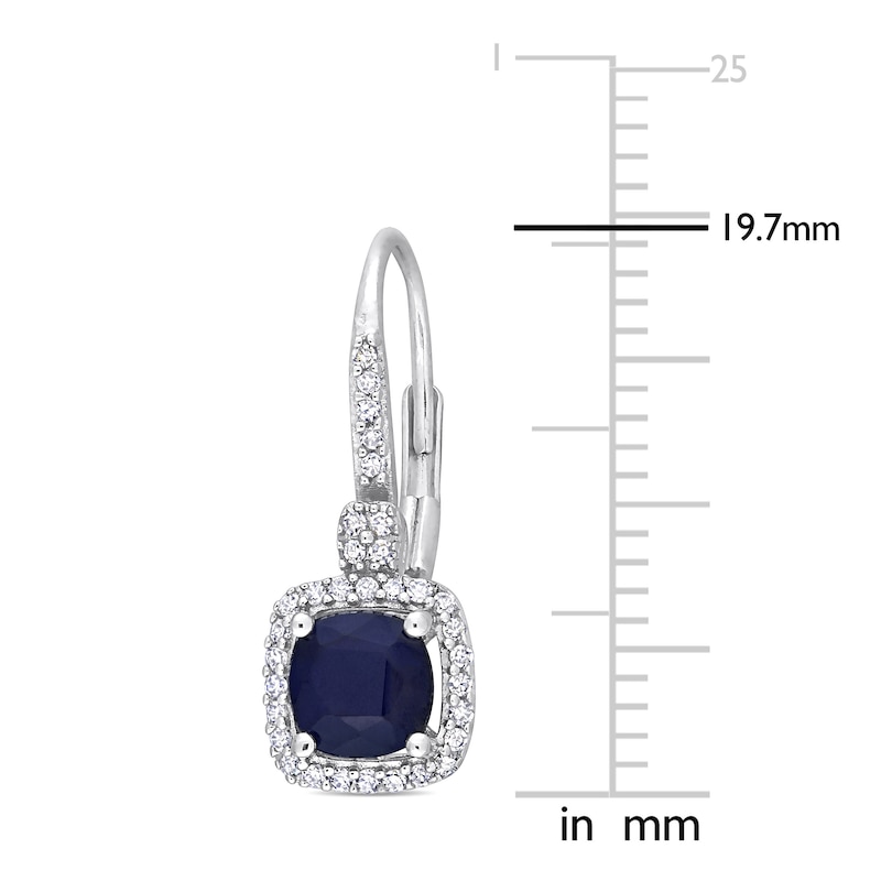 Main Image 2 of Sapphire Earrings 1/5 ct tw Diamonds 10K White Gold