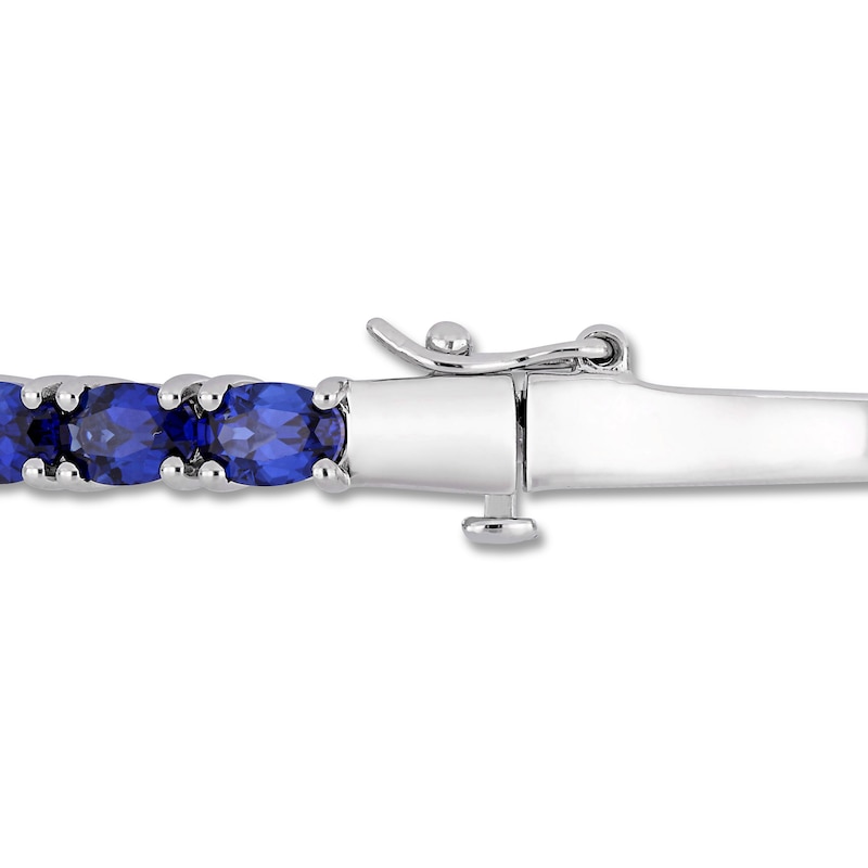 Blue Lab-Created Sapphire Bracelet Oval-cut Sterling Silver