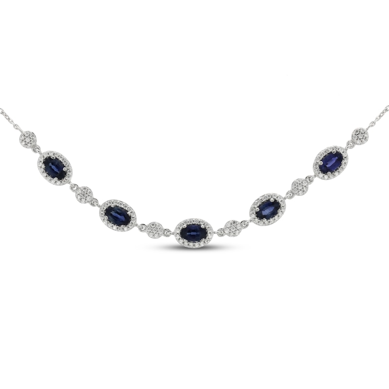 White Gold 291.17 Ct. Blue Sapphire & White Diamond Necklace Jewelry