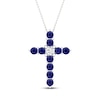 Thumbnail Image 1 of Blue Sapphire Necklace 1/20 ct tw Diamonds 10K White Gold