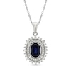 Thumbnail Image 1 of Natural Blue Sapphire Necklace 1/4 ct tw Diamonds 10K White Gold