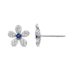 Thumbnail Image 1 of Natural Blue Sapphire Stud Earrings 1/6 ct tw Diamonds Round 14K White Gold