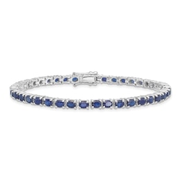 Natural Blue Sapphire Tennis Bracelet Sterling Silver