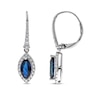 Thumbnail Image 1 of Natural Blue Sapphire Dangle Earrings 1/3 ct tw Diamonds 10K White Gold