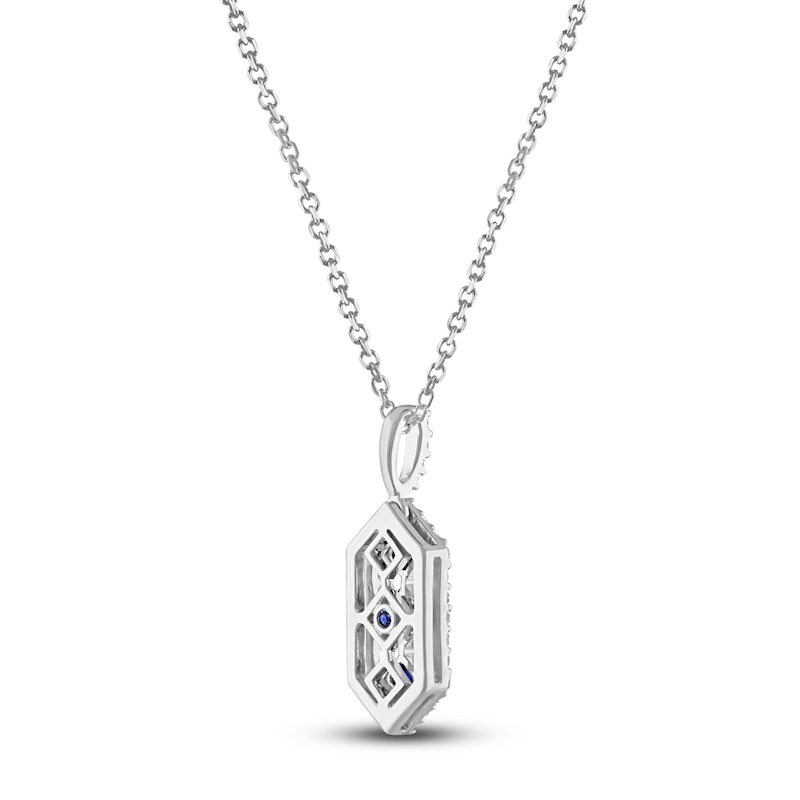 Main Image 2 of Vera Wang WISH Diamond & Natural Blue Sapphire Necklace 1/6 ct tw Round 10K White Gold