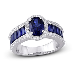 Blue & White Lab-Created Sapphire Ring Sterling Silver