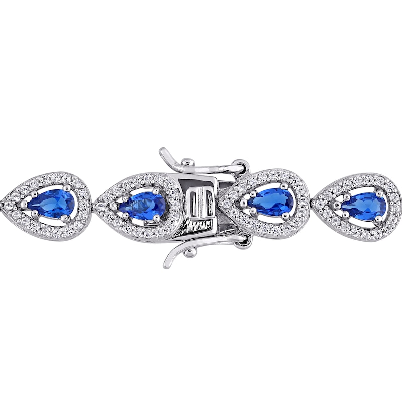 Main Image 2 of Blue & White Lab-Created Sapphire Tennis Bracelet Sterling Silver