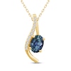 Thumbnail Image 0 of Montana Blue Oval-Cut Natural Sapphire Pendant Necklace 1/15 ct tw Round Diamonds 10K Yellow Gold 18"