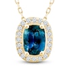 Thumbnail Image 1 of Montana Blue Cushion-Cut Natural Sapphire Pendant Necklace 1/6 ct tw Round Diamonds 10K Yellow Gold 18&quot;