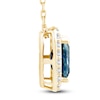 Thumbnail Image 2 of Montana Blue Cushion-Cut Natural Sapphire Pendant Necklace 1/6 ct tw Round Diamonds 10K Yellow Gold 18&quot;