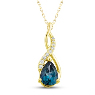 Montana Blue Pear-Shaped Natural Sapphire Pendant Necklace 1/20 ct tw ...