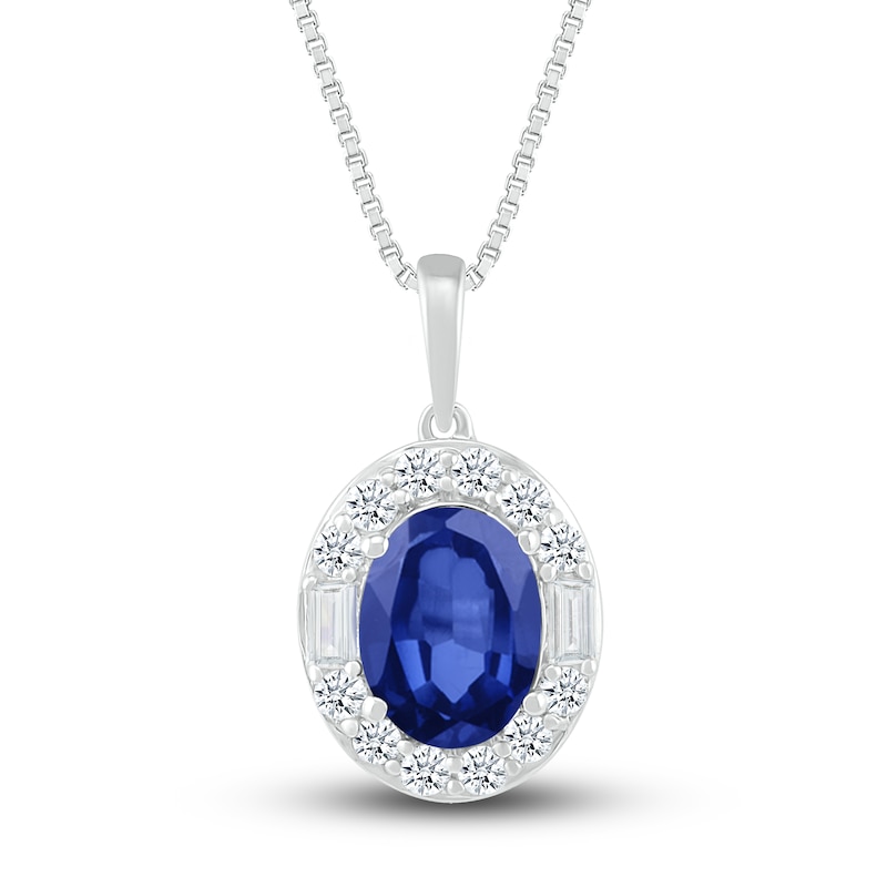 Main Image 1 of Lab-Created Sapphire Necklace Sterling Silver