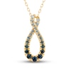 Thumbnail Image 0 of Montana Blue Round-Cut Natural Sapphire Ombre Pendant Necklace 10K Yellow Gold 18"