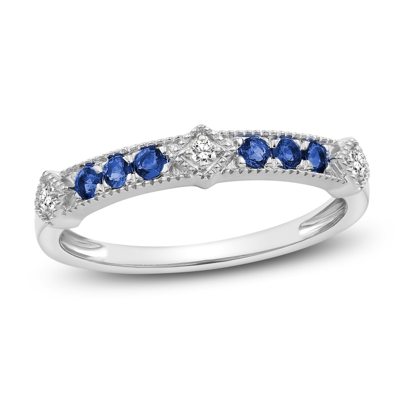 Natural Blue Sapphire Ring 1/20 ct tw Diamonds 14K White Gold | Jared