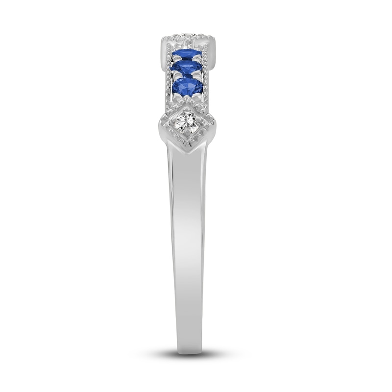 Main Image 2 of Natural Blue Sapphire Ring 1/20 ct tw Diamonds 14K White Gold