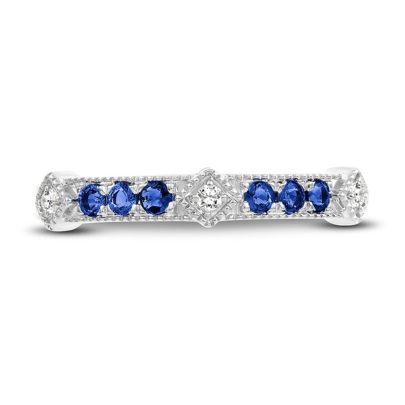 Main Image 4 of Natural Blue Sapphire Ring 1/20 ct tw Diamonds 14K White Gold