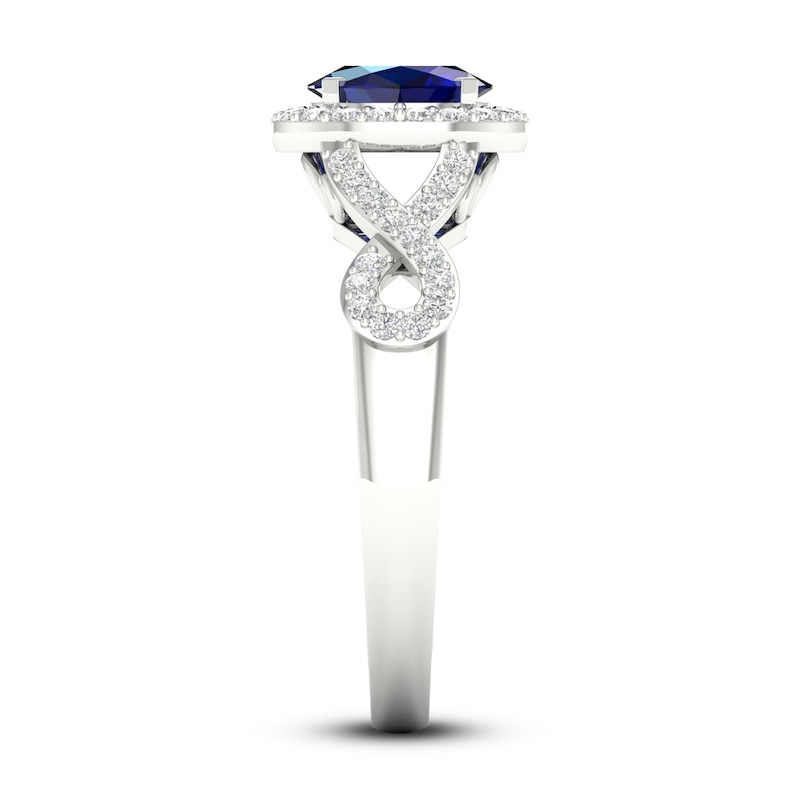 Main Image 3 of Blue & White Lab-Created Sapphire Ring 10K White Gold