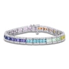 Thumbnail Image 1 of Multi-Color Lab-Created Sapphire Tennis Bracelet Sterling Silver