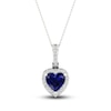 Thumbnail Image 1 of Natural Blue Sapphire Pendant Necklace 1/15 ct tw Diamonds 14K White Gold