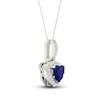 Thumbnail Image 2 of Natural Blue Sapphire Pendant Necklace 1/15 ct tw Diamonds 14K White Gold