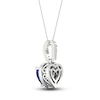 Thumbnail Image 4 of Natural Blue Sapphire Pendant Necklace 1/15 ct tw Diamonds 14K White Gold