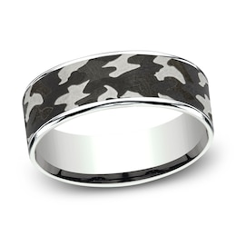 Camo Wedding Band 14K White Gold/Tantalum 7.5mm