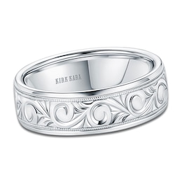 Kirk Kara Men's Engraved Wedding Band 18K White Gold