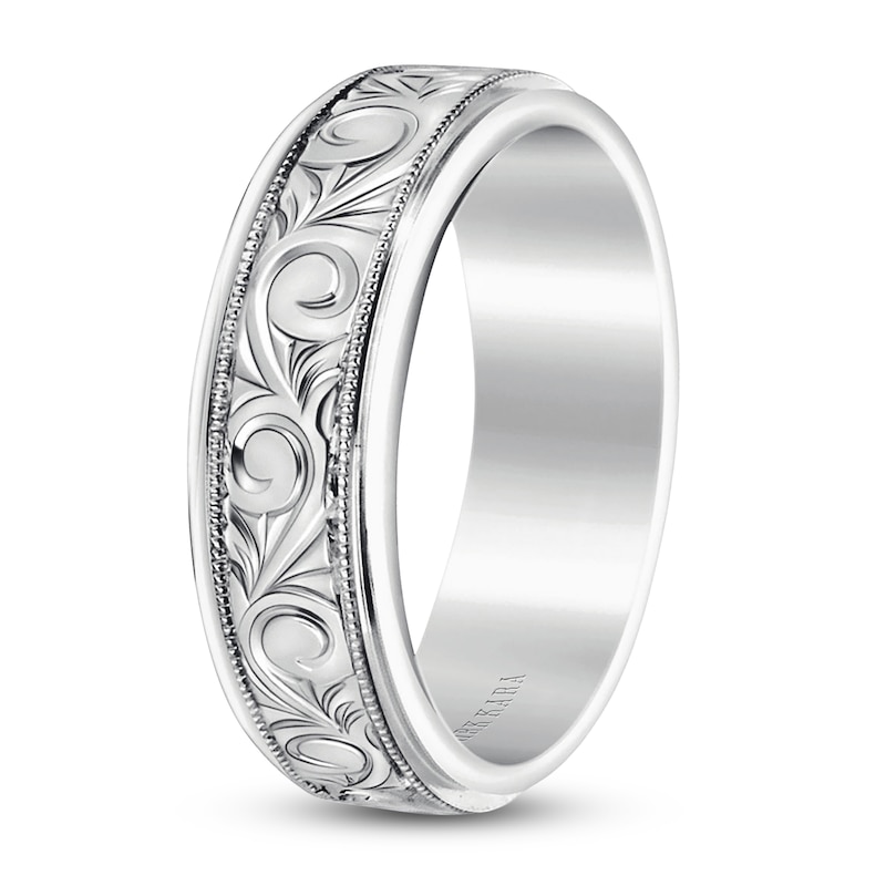 Main Image 2 of Kirk Kara Men's Engraved Wedding Band 18K White Gold