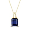 Thumbnail Image 2 of Blue Lab-Created Sapphire Ring, Earring & Necklace Set 1/5 ct tw Diamonds 10K Yellow Gold