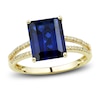 Thumbnail Image 4 of Blue Lab-Created Sapphire Ring, Earring & Necklace Set 1/5 ct tw Diamonds 10K Yellow Gold