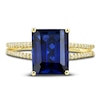 Thumbnail Image 5 of Blue Lab-Created Sapphire Ring, Earring & Necklace Set 1/5 ct tw Diamonds 10K Yellow Gold