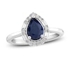 Thumbnail Image 0 of Natural Blue Sapphire Ring 1/5 ct tw Diamonds 14K White Gold