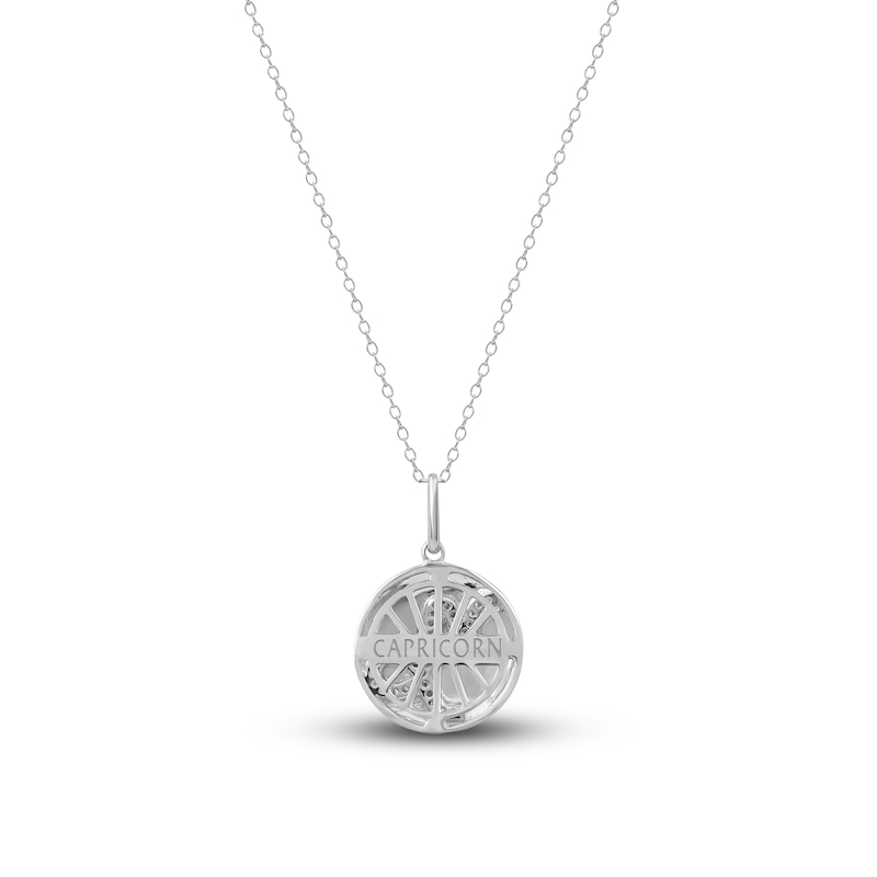 Main Image 3 of Diamond Capricorn Zodiac Pendant Necklace 1/10 ct tw Round 14K White Gold