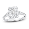 Thumbnail Image 0 of Diamond Double Halo Engagement Ring 1 ct tw Emerald/Round 14K White Gold