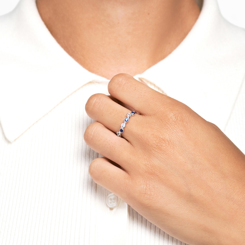 Juliette Maison Natural Pink Tourmaline & Natural Blue Sapphire Ring 10K White Gold