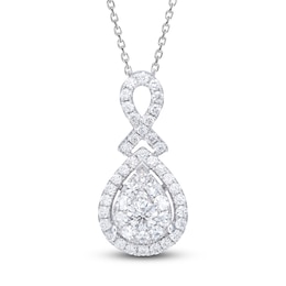 Diamond Necklace 1 ct tw Round 14K White Gold 18&quot;