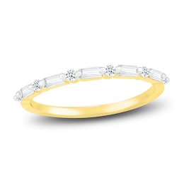 Diamond Stackable Ring 1/5 ct tw Round/Baguette 10K Yellow Gold