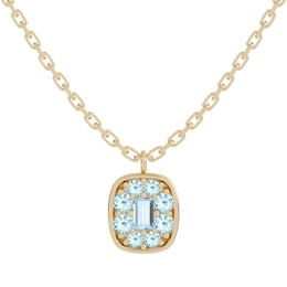 Juliette Maison Natural Aquamarine Pendant Necklace 10K Yellow Gold